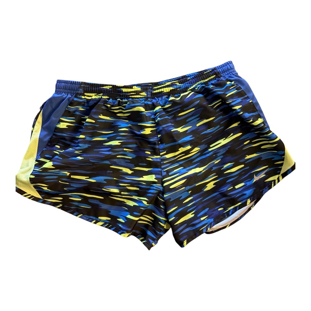 Nike‎ Dri-FIT Women Running Shorts Blue Camo Print Mesh 749462-480 Size M